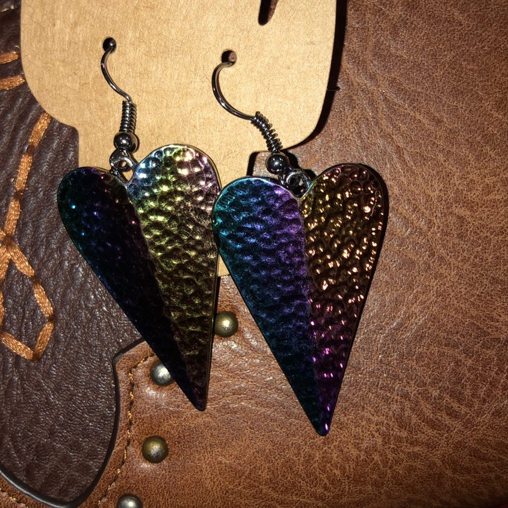Rainbow heart earrings